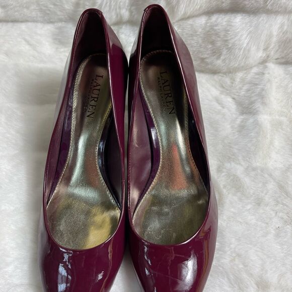Lauren Ralph Lauren Hala patent leather Burgundy heels size 9.5B - Picture 8 of 10